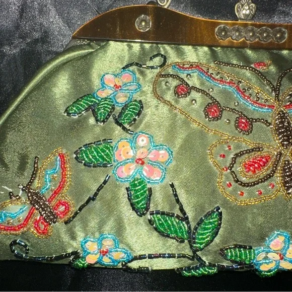 Monsoon Accessorize Clutch Bag Pink Butterfly Butterflies Embroidery 13 x 7 - Picture 2 of 13